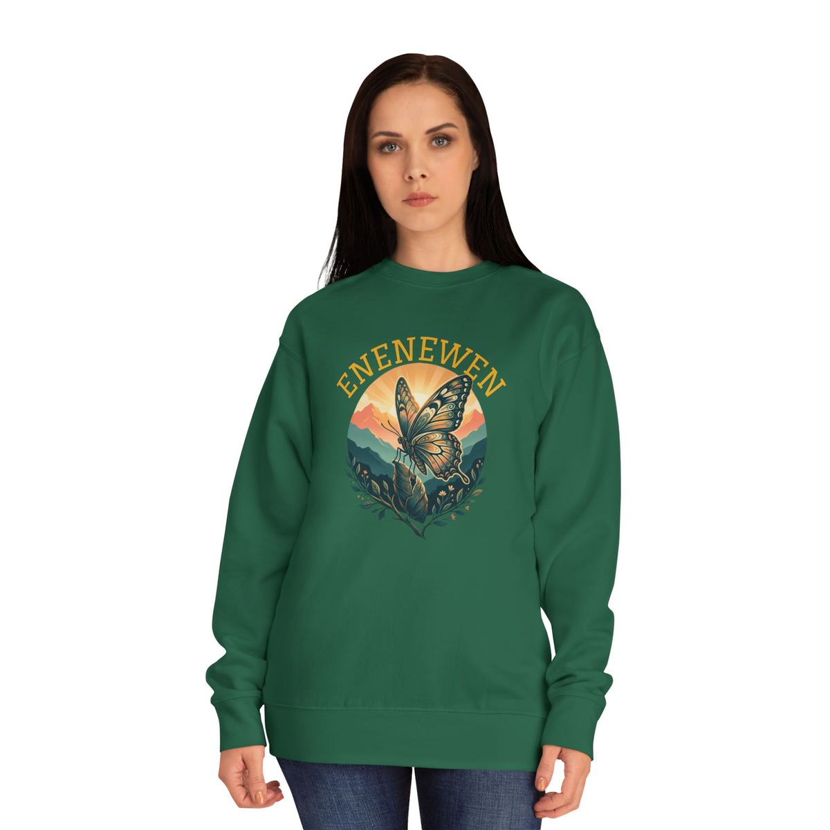 Enenewen Butterfly Mountain Crewneck Sweatshirt- By Ekiaqueen
