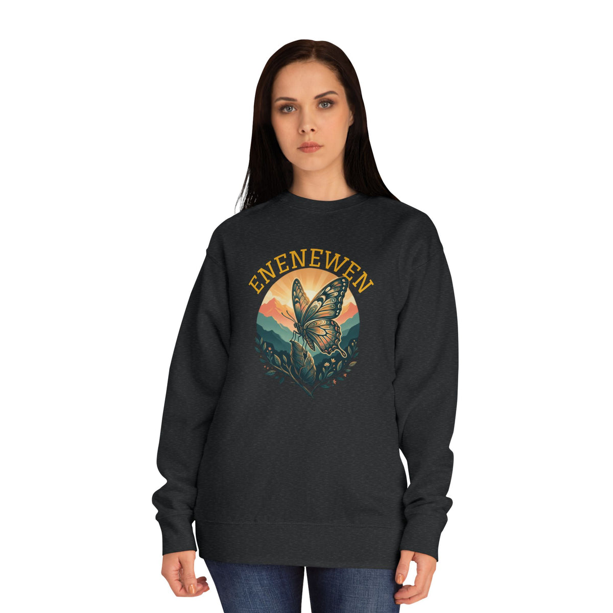 Enenewen Butterfly Mountain Crewneck Sweatshirt- By Ekiaqueen