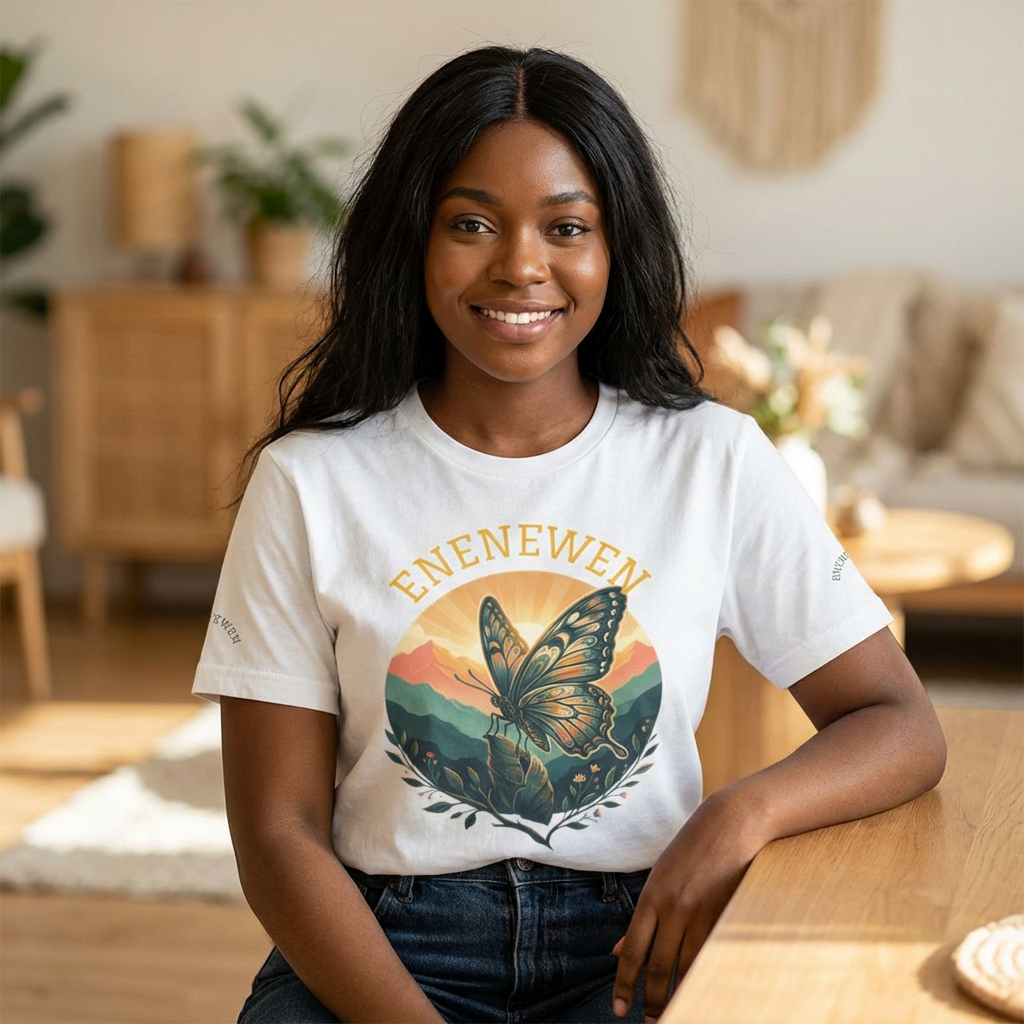 ENENEWEN-Butterfly Sunset Tee - By Ekiaqueen ' Nature Graphic T-Shirt