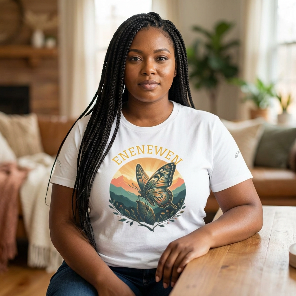 ENENEWEN-Butterfly Sunset Tee - By Ekiaqueen ' Nature Graphic T-Shirt