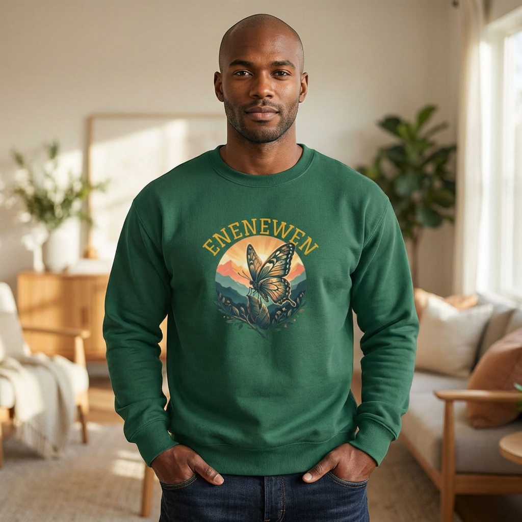 Enenewen Butterfly Mountain Crewneck Sweatshirt- By Ekiaqueen